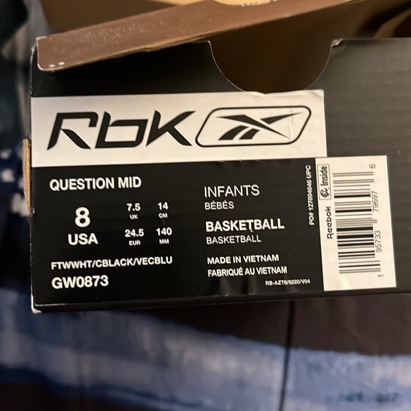 Reebok Question toddler sneakers, black and white - Picture 2 of 3